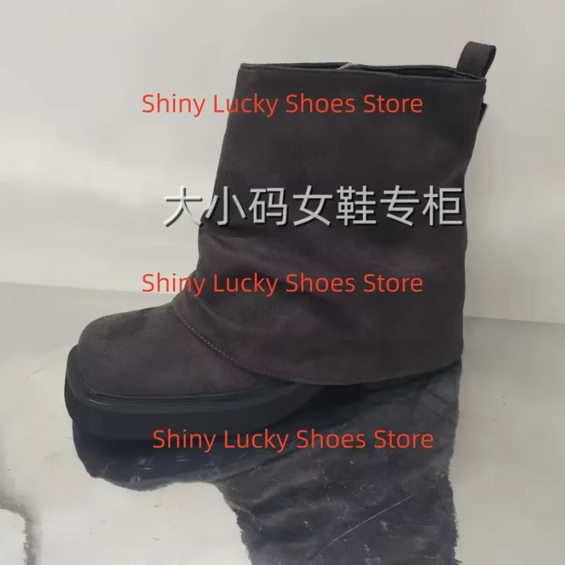 

Pleated Shoes for Womens Round Toes Chunky Low Heels Velvet Ladies Sewing Lines Chassure Femme Solid Female Short Boot Stitching