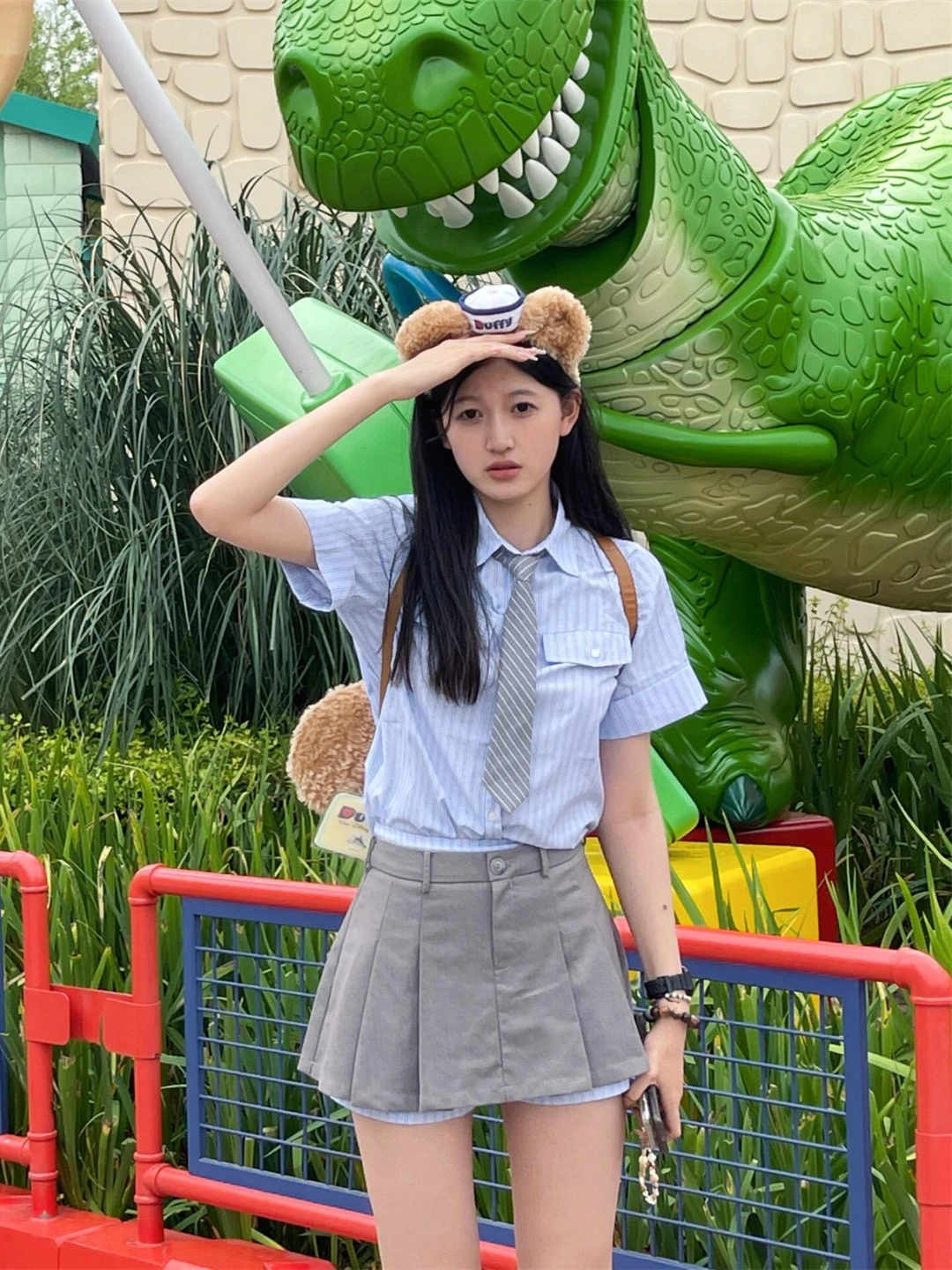 Conjunto de Uniforme a Rayas Azules para Mujer, Falda Plisada de Cintura Alta, Camisa, Estilo Universitario Coreano, Ropa de Dos Piezas