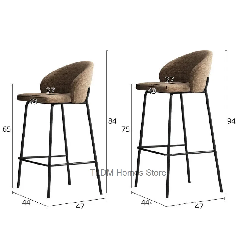 Silla de Bar de lino nórdico, muebles de cocina para el hogar, sillas de Bar de lujo de diseñador de hierro forjado, sillas de Bar de pie alto A