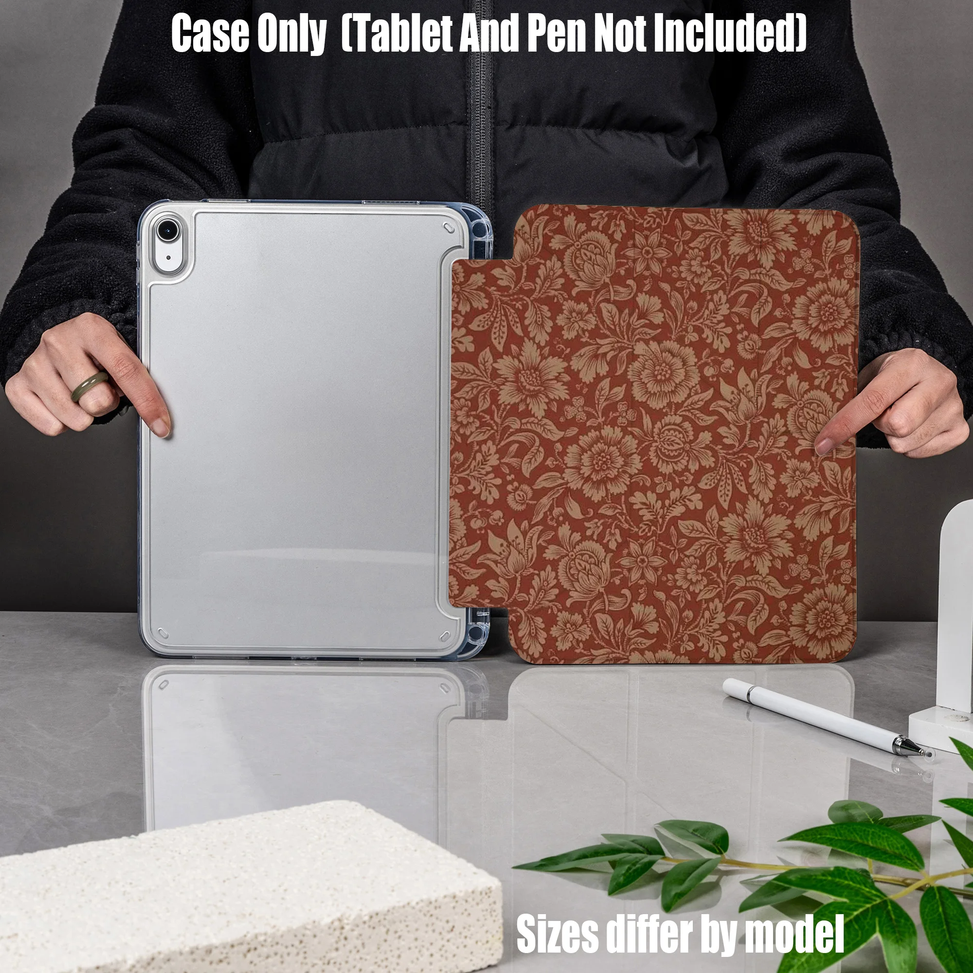 

Minimalist Y-Fold Acrylic Gray Delicate Heart Art Print iPad Case For Apple iPad Pro 12.9 Air 3 Mini 5 9th Gen Cover