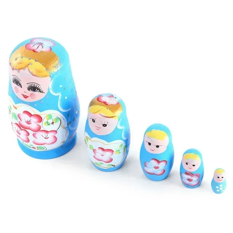 5-layer Painting Color Arts Handmade Toys Russian Wood Nesting Doll Hand-painted Crafts Wooden Toys for Children Decorative Doll