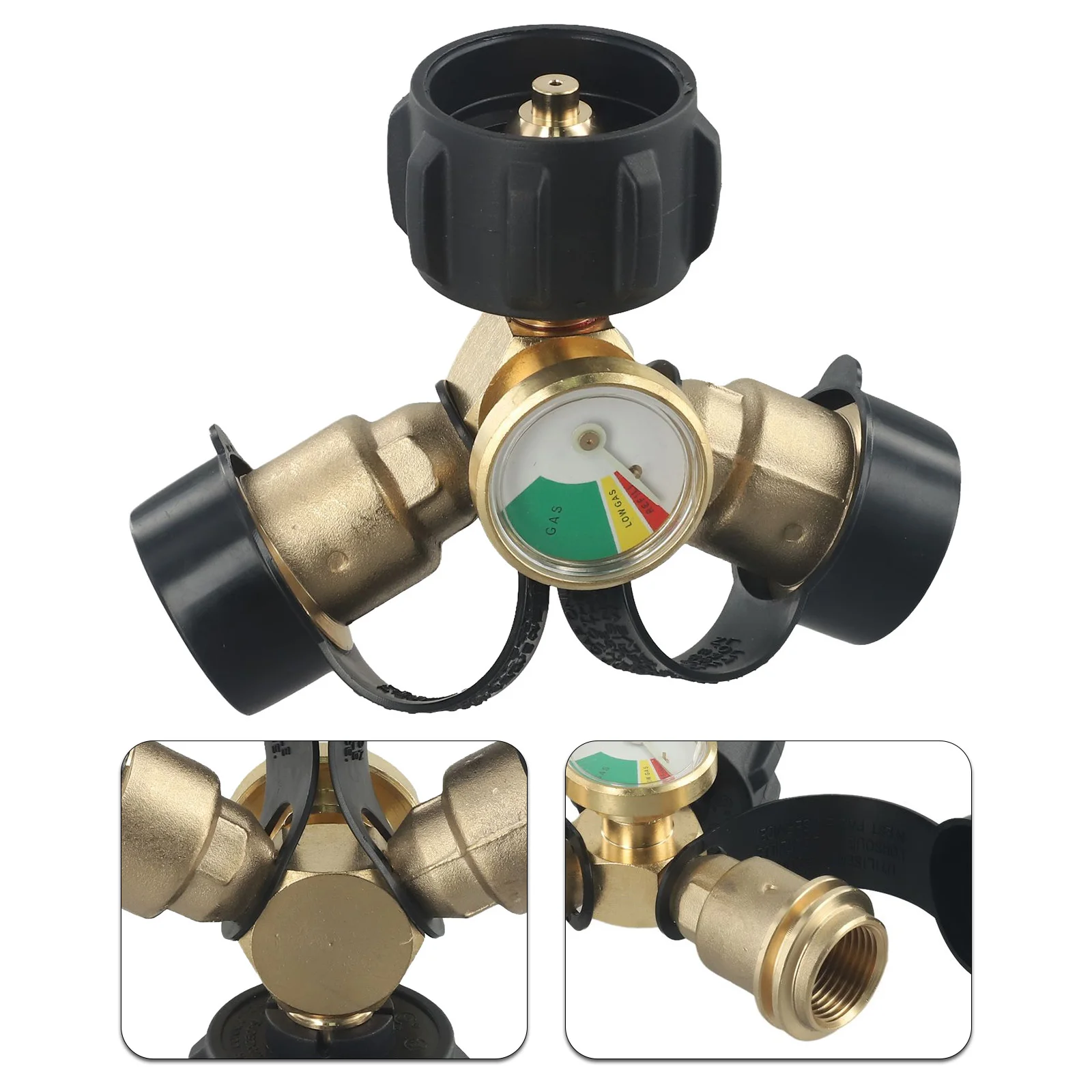

Double Propane Appliance Y Splitter Adapter with Gauge Compatible with 20lb Gas Tanks Long Lasting Brass Material