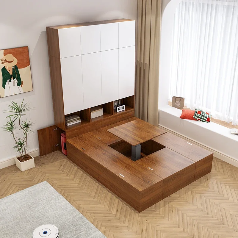 Customizable multi-functional tatami bed storage high box floor bed combination Rubik's cube space-saving small apartment