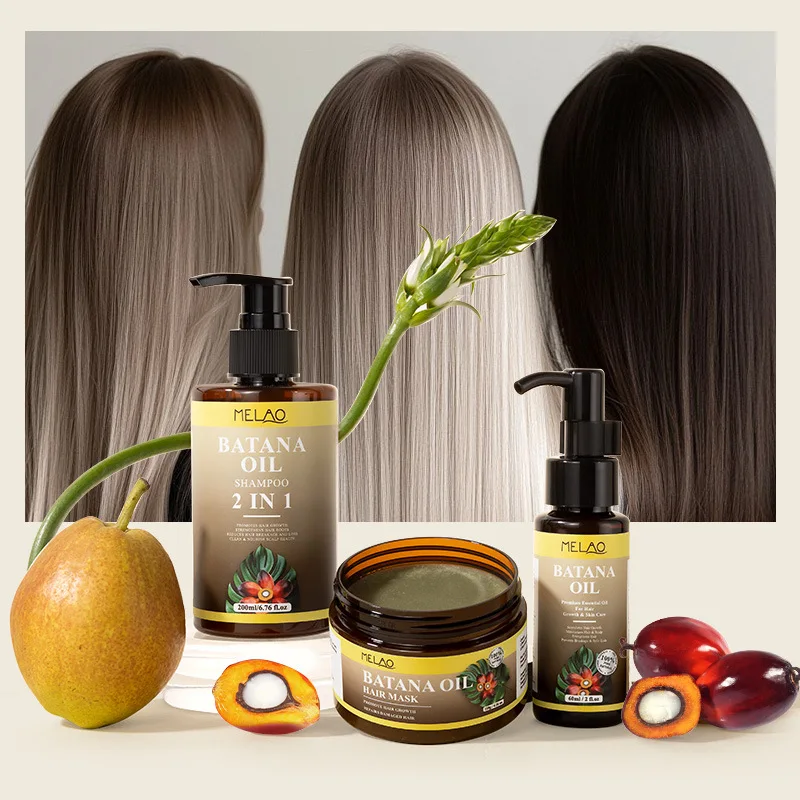 Batana Oil Hair Growth Kit African Fast Hair Growth Batana Shampoo Conditioner Anti Hair Loss Hair Regrowth Treatment Serum