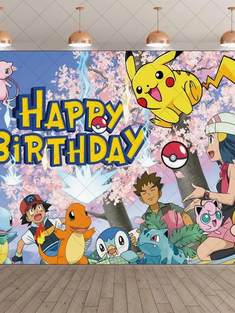 Pokemon Pikachu Thema Geburtstag Party Dekoration Hintergrund Cartoon Hintergrund Junge und Mädchen Geschenke Baby Dusche Liefert Foto Studio