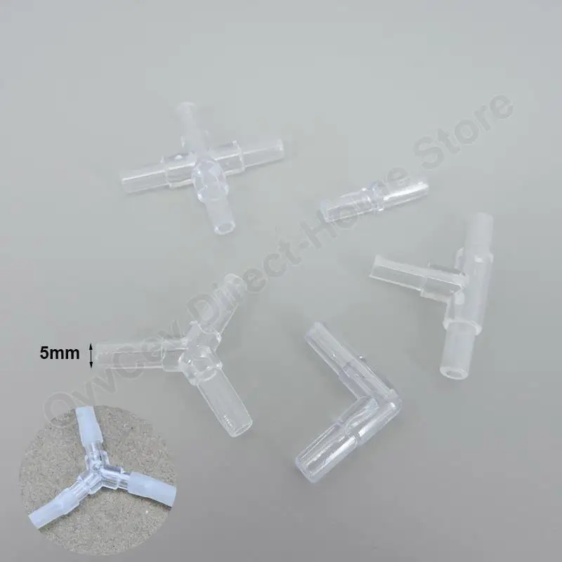 

10pcs 5mm Transparent Aquarium Fish Tank Water Pipe Fittings Air Pump tube Distributor Splitters Elbow Tee Acrylic Connector