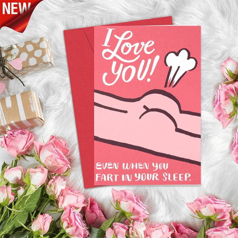 

Funny I Love You Greeting Card, Humorous Sleep Fart Themed Card for Boyfriend Girlfriend Partner, Romantic Nov
