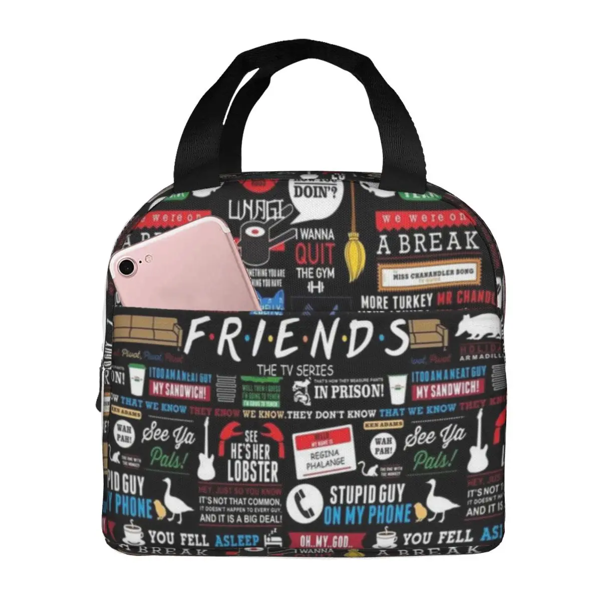 

Friends TV Show Insulated Lunch Bag Leakproof Cartoon Lunch Container Cooler Bag Tote Lunch Box Work Picnic Food Bag