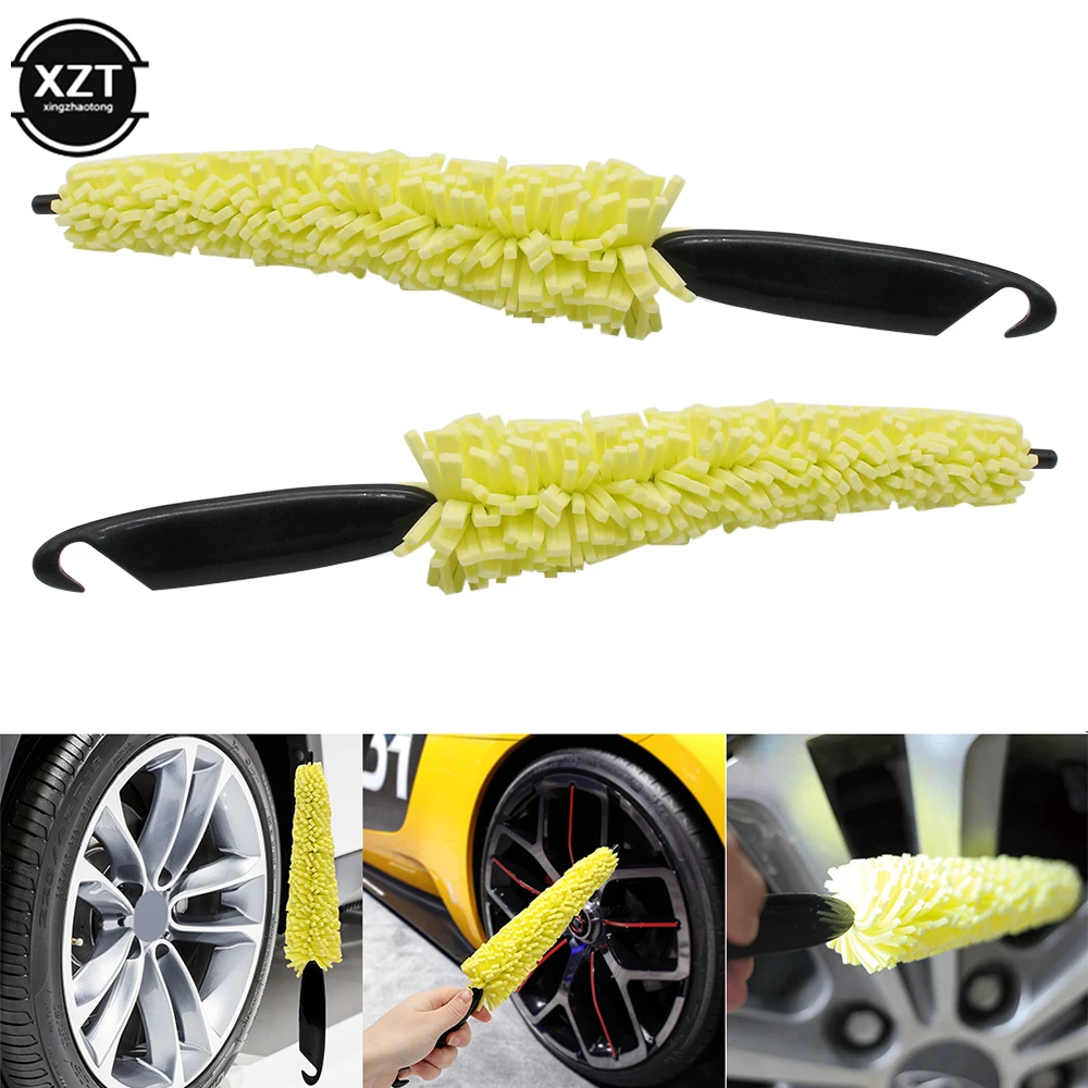 

1pcs Car Wheel Brush Tire Cleaning Brush Tool Car Rim Scrubber Cleaner Duster Handle Motorcycle Truck Wheel Car Sponge Brush