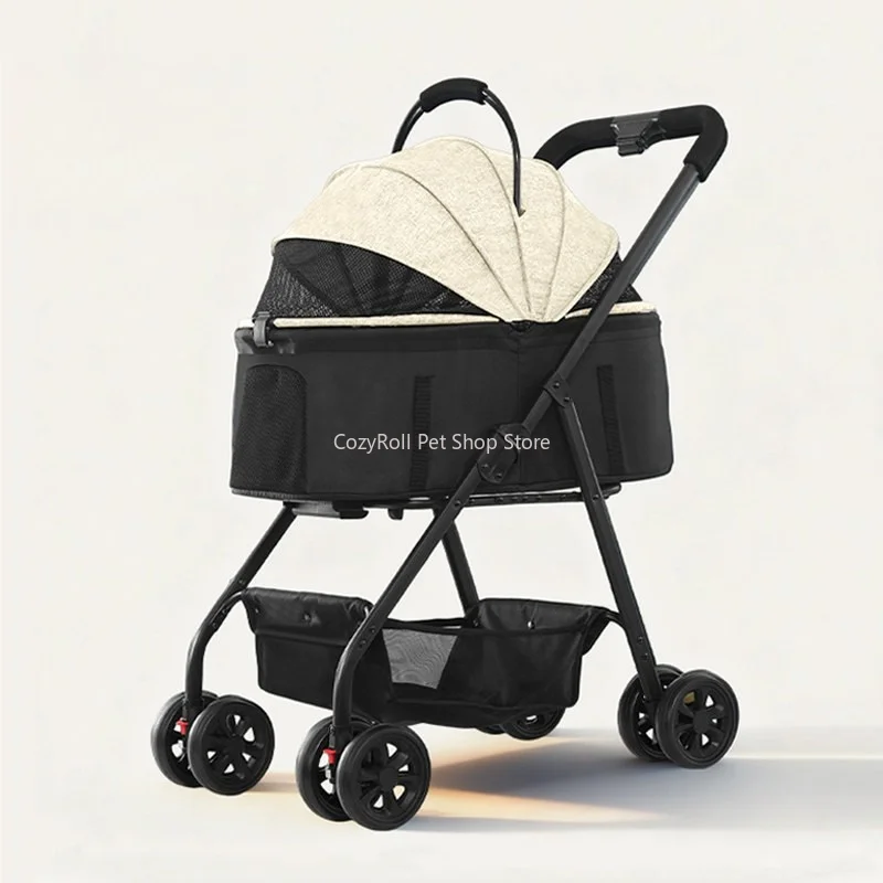 One-Click Pet Stroller Holds Up To 33lbs Easy Fold Deal Breathable Mesh for Puppies Senior Pets Outdoor Shopping Vet Visits