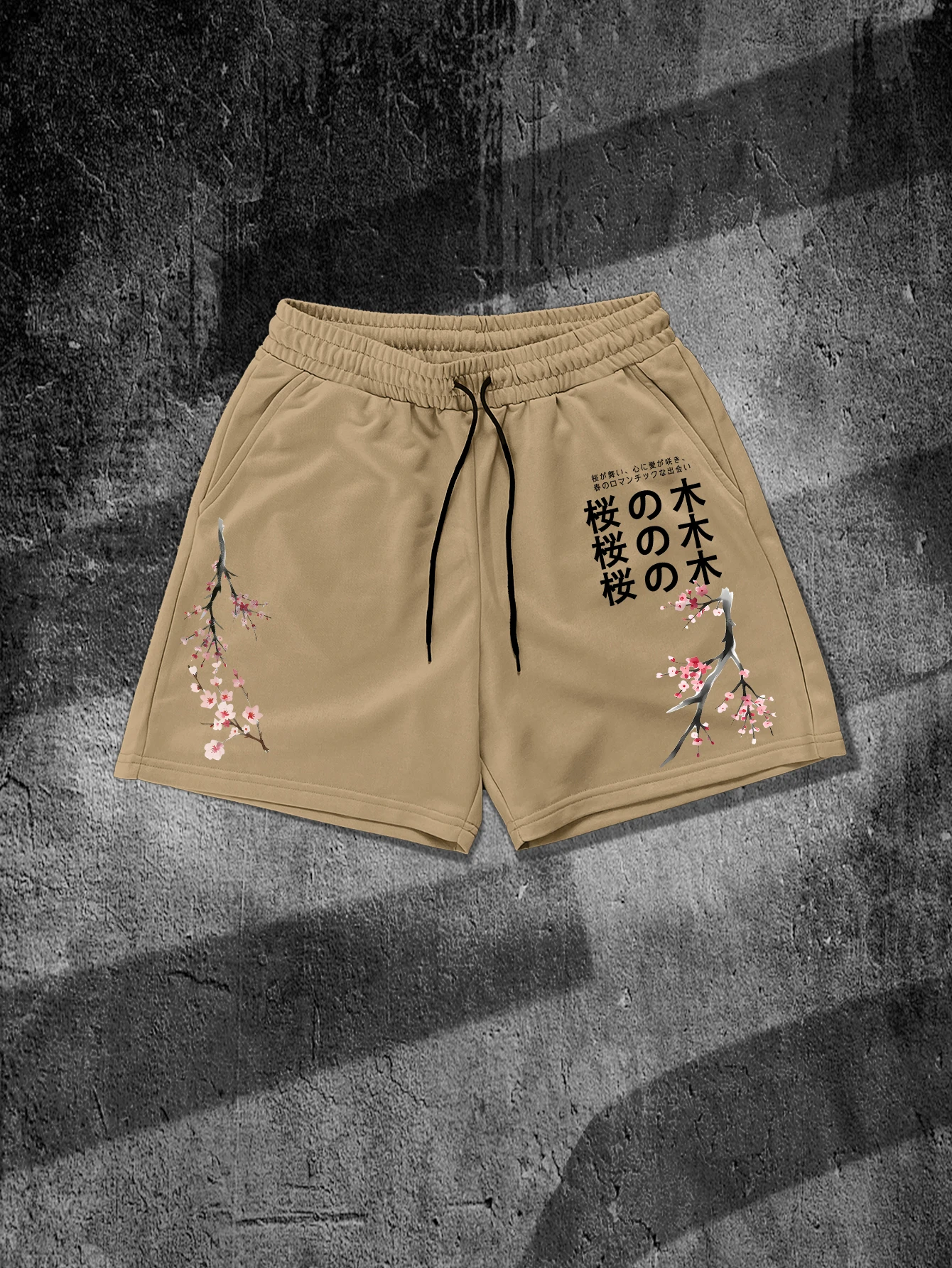 

Men's Japanese Sakura Cherry Blossom Graphic Shorts Harajuku Streetwear Drawstring Summer Daily Casual Sports Short Pants