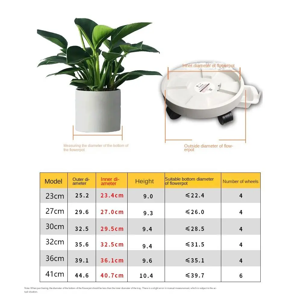 أصيص زهور مستدير صينية متنقلة حامل نباتي متحرك ثابت عالي التحمل مع صينية تصريف صينية نباتات دوارة غير قابلة للانزلاق ساحة الشرفة #6