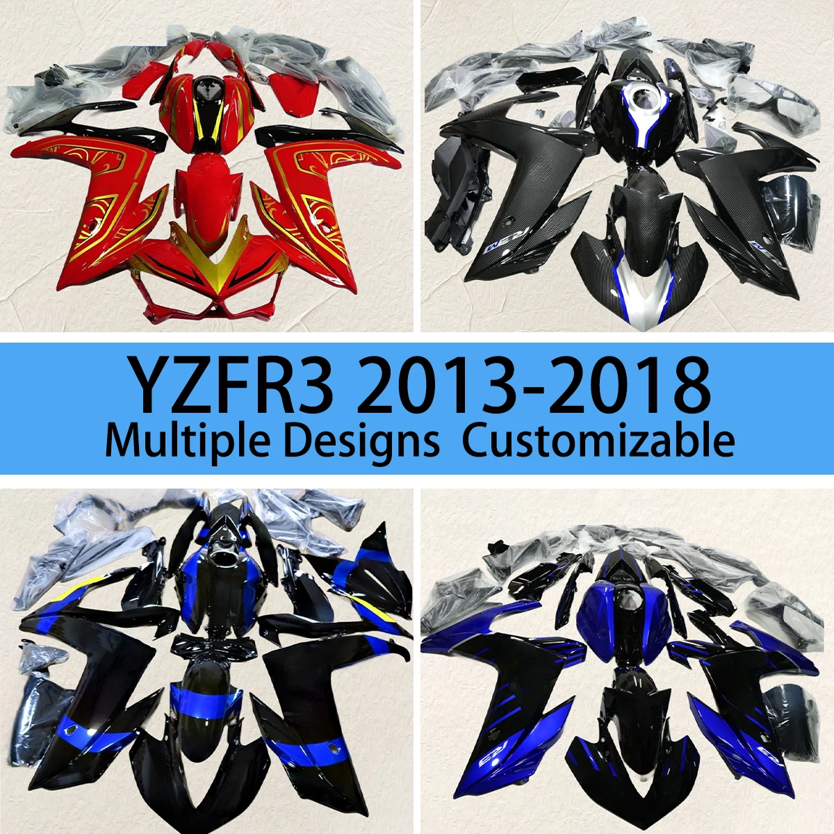 

Fairings Motorcycle YZF R3 2013 2014 2015 2016 2017 2018 Aftermarket Fairing Kit Bodywork Set Panel for YAMAHA YZFR3 13-18