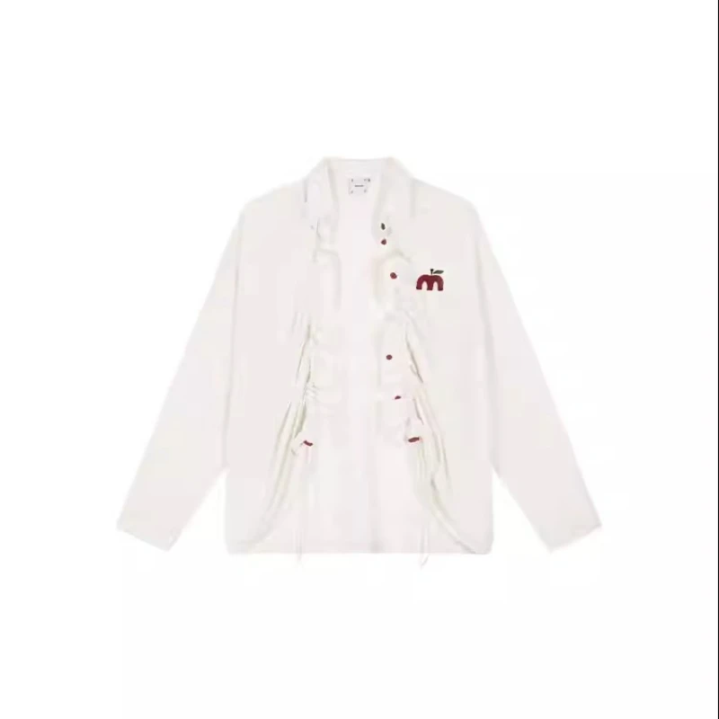 Japanese Pleated Fruit Embroidered Women's Coat New UV Protection UPF50+ Thin Versatile Original Yarn Sunscreen Clothing Ladies