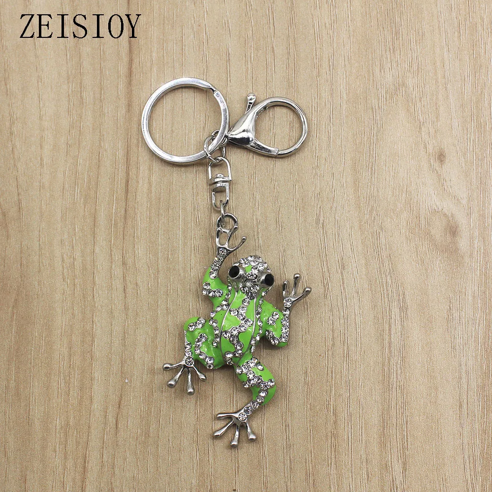Explosive style fashion oil painting rhinestone green frog bag keychain birthday party gift free shipping