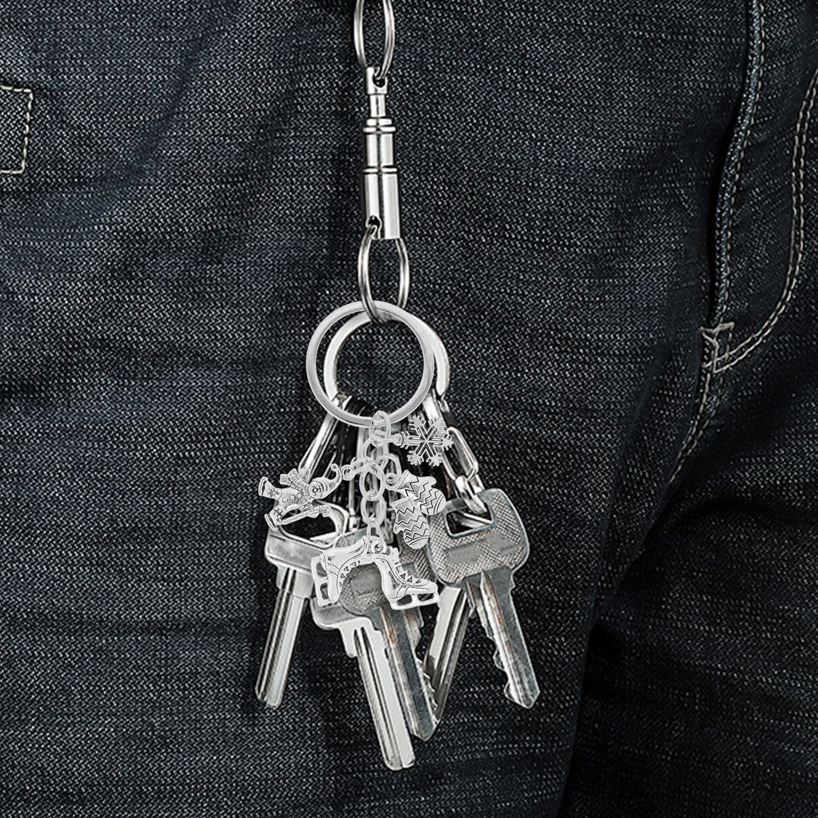 التزلج المفاتيح سبائك الزنك ندفة الثلج الشتاء الرياضة التبعي حقيبة المحفظة التزلج على الجليد هدايا الحفلات #3