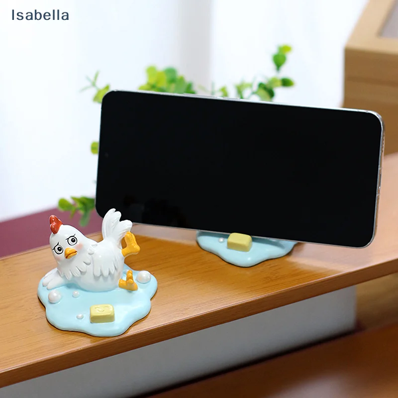 

Милая подставка для телефона в виде курицы из смолы - забавный мультяшный держатель для телефона в виде животного для декора рабочего стола
