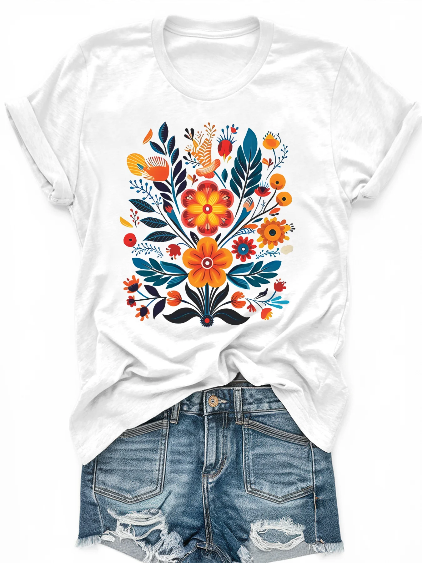 

Women's PLUS-size Printed Short-sleeved T-shirt, Loose and Casual, Soft, Comfortable and Breathable, Outdoor Sports