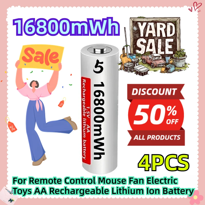 

4PCS 1.5V 16800MWh For Remote Control Mouse Fan Electric Toys AA Rechargeable Lithium Ion Battery