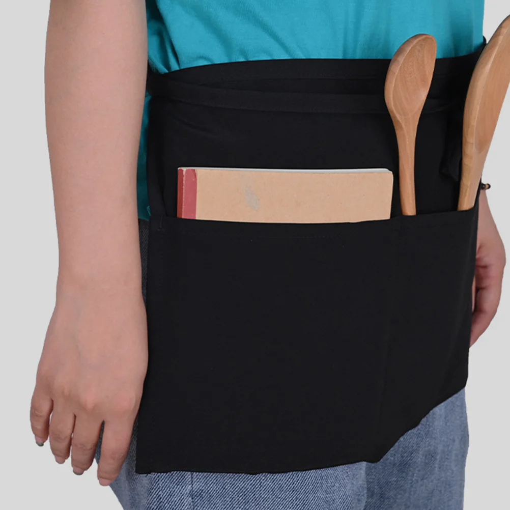 

Restaurant Waitress Waist Aprons for Women Polyester Half Apron Three Pocket Server Apron Replacement Server Aprons