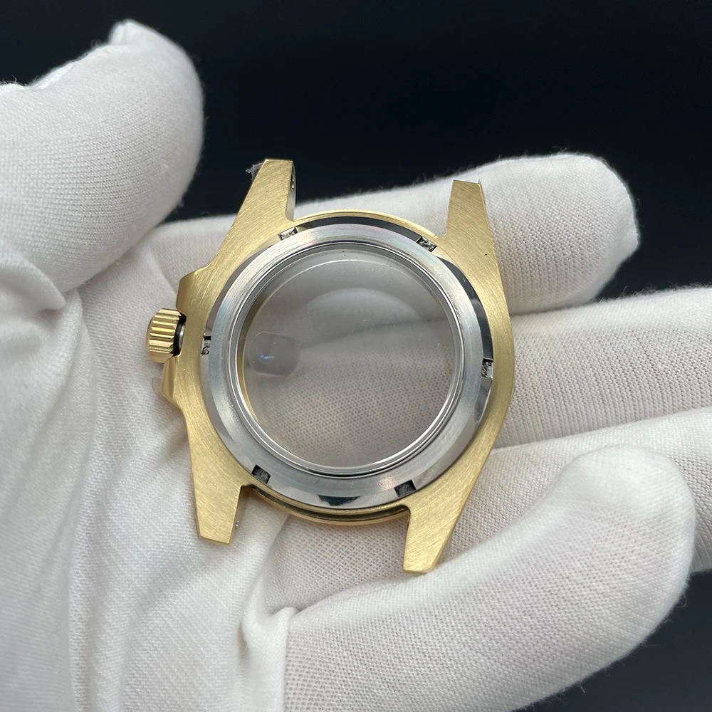 Luxury Modified Watch Parts 40mm Golden Case Sapphire Crystal Sub/Mod Diver's Replacement Shell Suit for NH35/36 Movements 10Bar