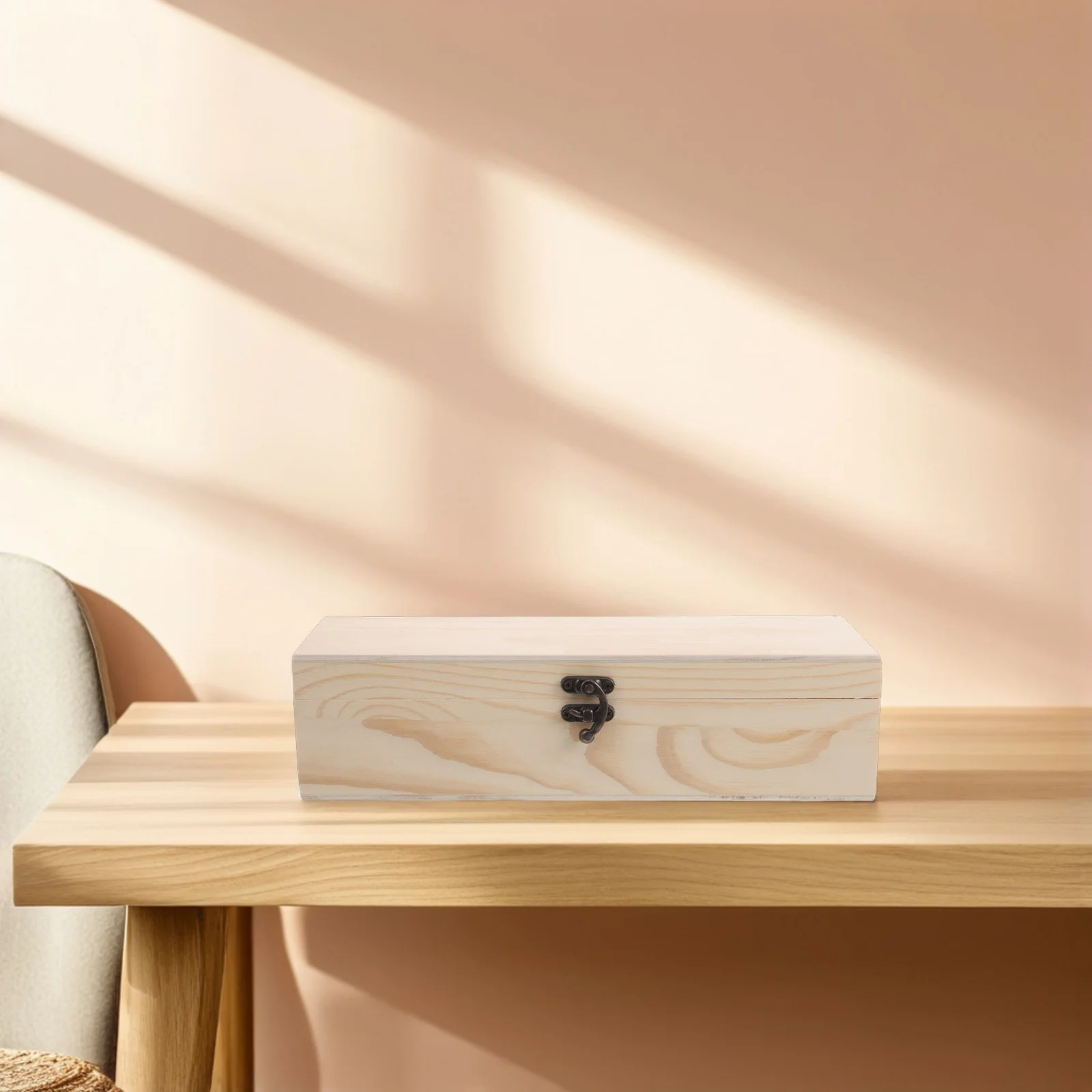 

Wooden Jewelry Box Storage Case 4 Compartments Removable Dividers Tea Sugar Packet Organizer Wooden Treasure Chest