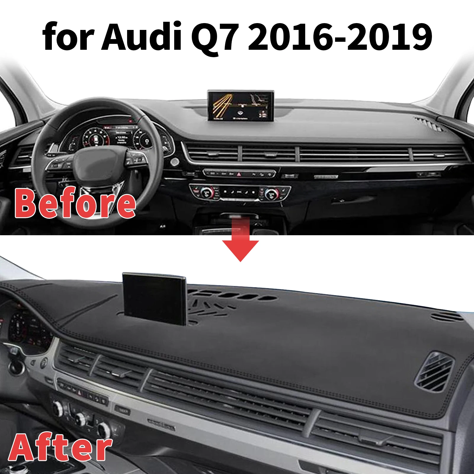for Audi Q7 4M 2016-2018 2019 Dashboard Cover Sun Shade Protector Dashmat Anti-Glare UV Block Carpet Mat Automotive Dash Mat