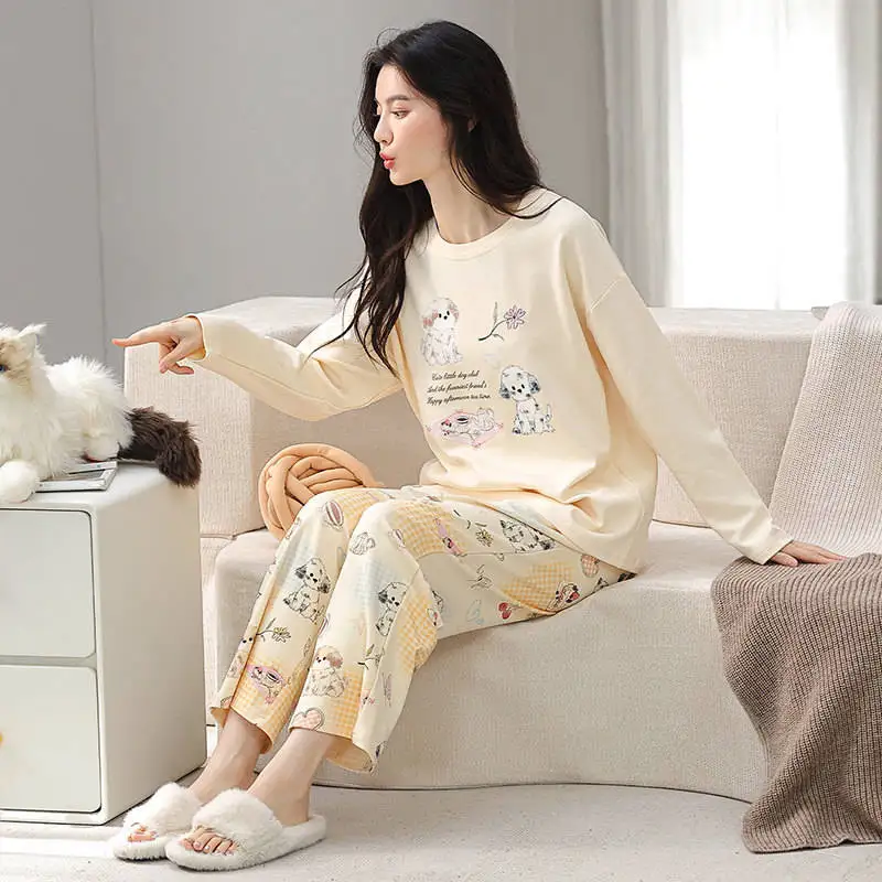 

Pajama Sets Purple Women Winter Weight Cotton Modal Checkered Long Sleeve Zip Full Length Thermal Warm Thick Nightwear Durable