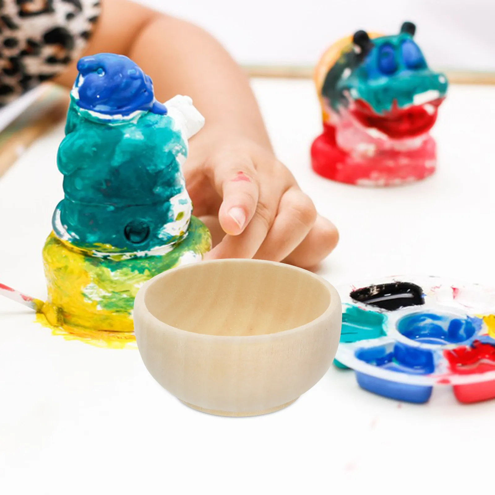 10Pcs DIY Wood Bowls Unpainted Small Wooden Bowls for Crafts Painting and Decoration DIY Wooden Cutlery Mini Cutlery ,