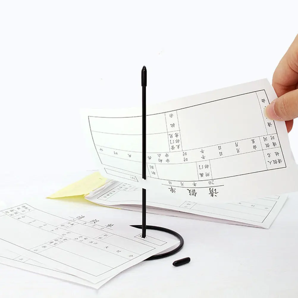 2Pcs Stainless Steel Desk Receipt Holder Bill Organizer Stable Black Receipt Stabber for Office Restaurant Memo Notes