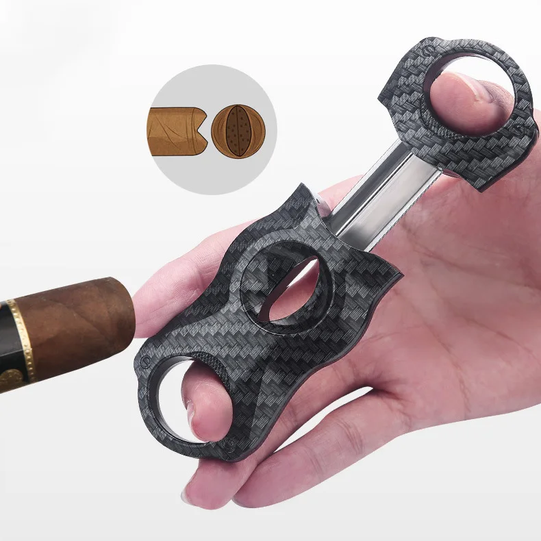 Carbon Fiber V Cigar Cutter Classic Cigar Scissors Guillotine Cuban Pocket Luxury Smoking Cigar Accessories Free Shipping