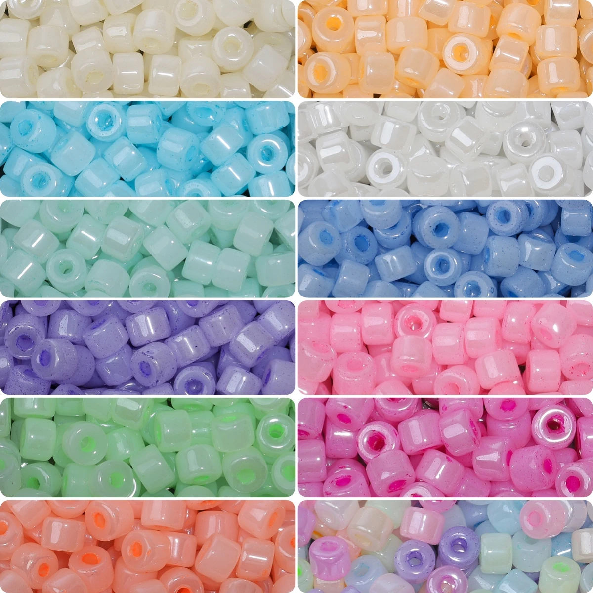 150pcs 5.5x4mm Bright Color Glass Seed Beads Column Shape Rice Beads for Jewelry Marking DIY Friendship Bracelet Accessories