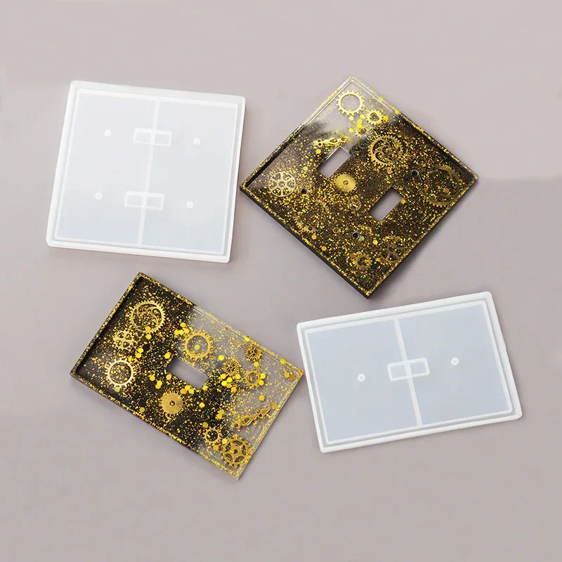 2Pcs Light Switch Socket Panel Plaster Mold for Epoxy Resin,Switch Plate Silicone Mould Outlet Cover Molds for DIY Home Decor