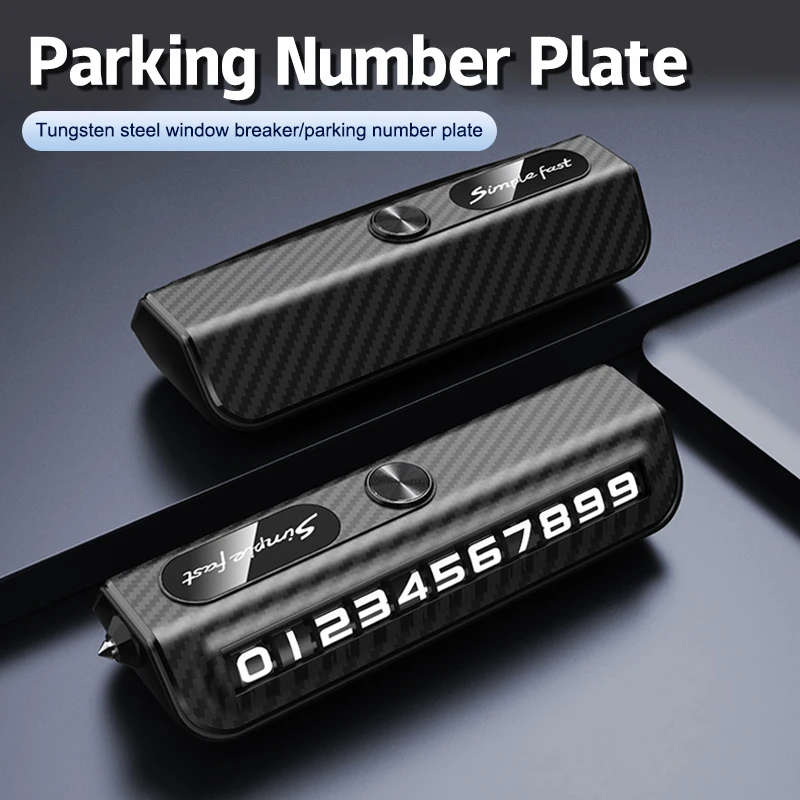 

【Funny】Multi-functional Auto Parking Number 2in1 Safety Window Breaker Interior Phone Number Car Decor Temporary License Plate