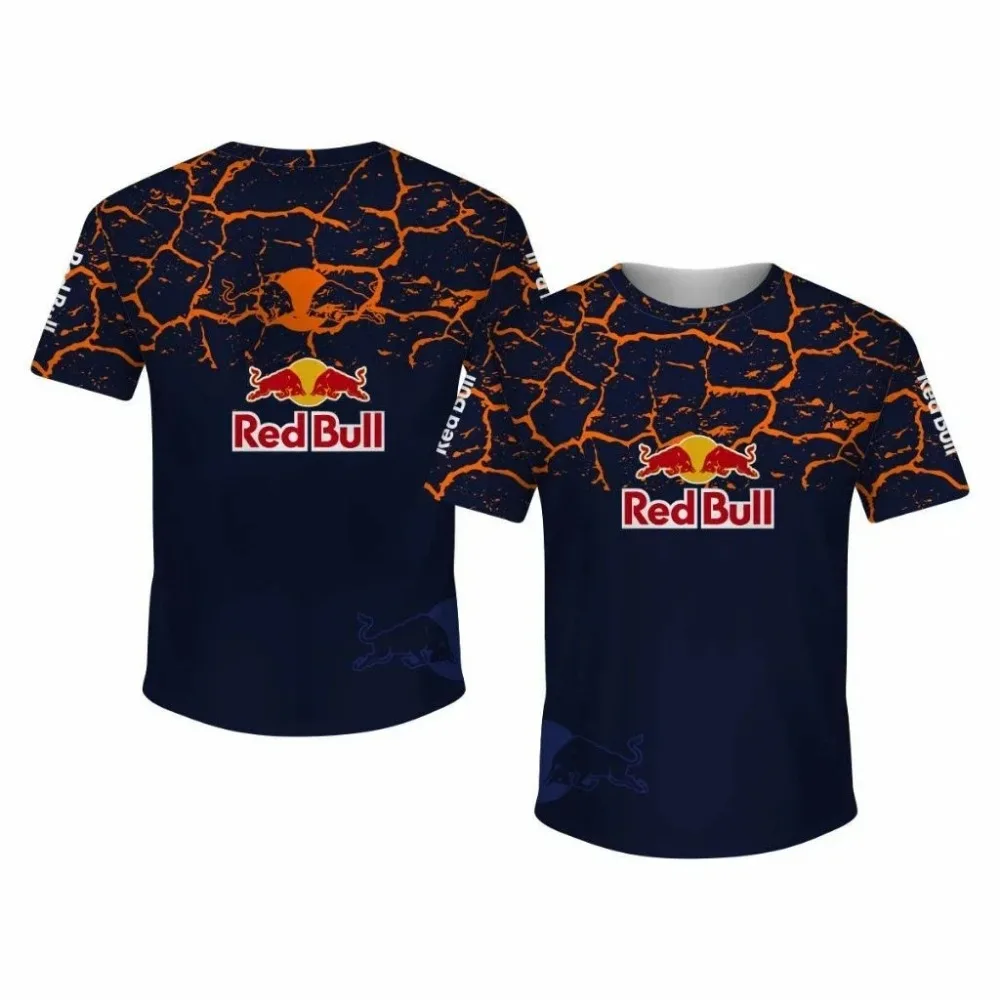 

2025 Spring and Summer New Round Neck Red Bull Short Sleeve T-shirt Men's Motorcycle Racing Enthusiasts Oversized Sweatshirt
