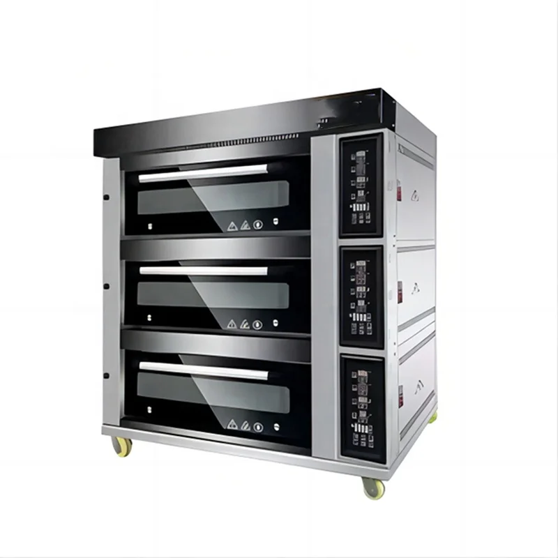 Stainless Steel Electric Gas 380V 3 Deck 5 Trays High Productivity Commercial Deck Oven for Bread Nuts Fruit Baking Unit