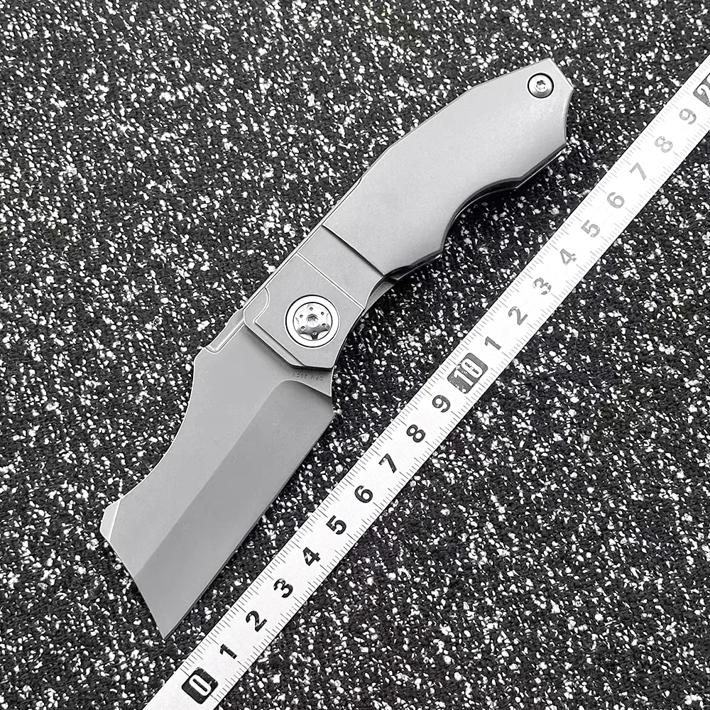 C260 포켓 접는 칼 라벨 CPM20CV 블레이드 TC4 티타늄 합금 핸들 캠핑 야외 생존 사냥 칼 EDC 방어 도구