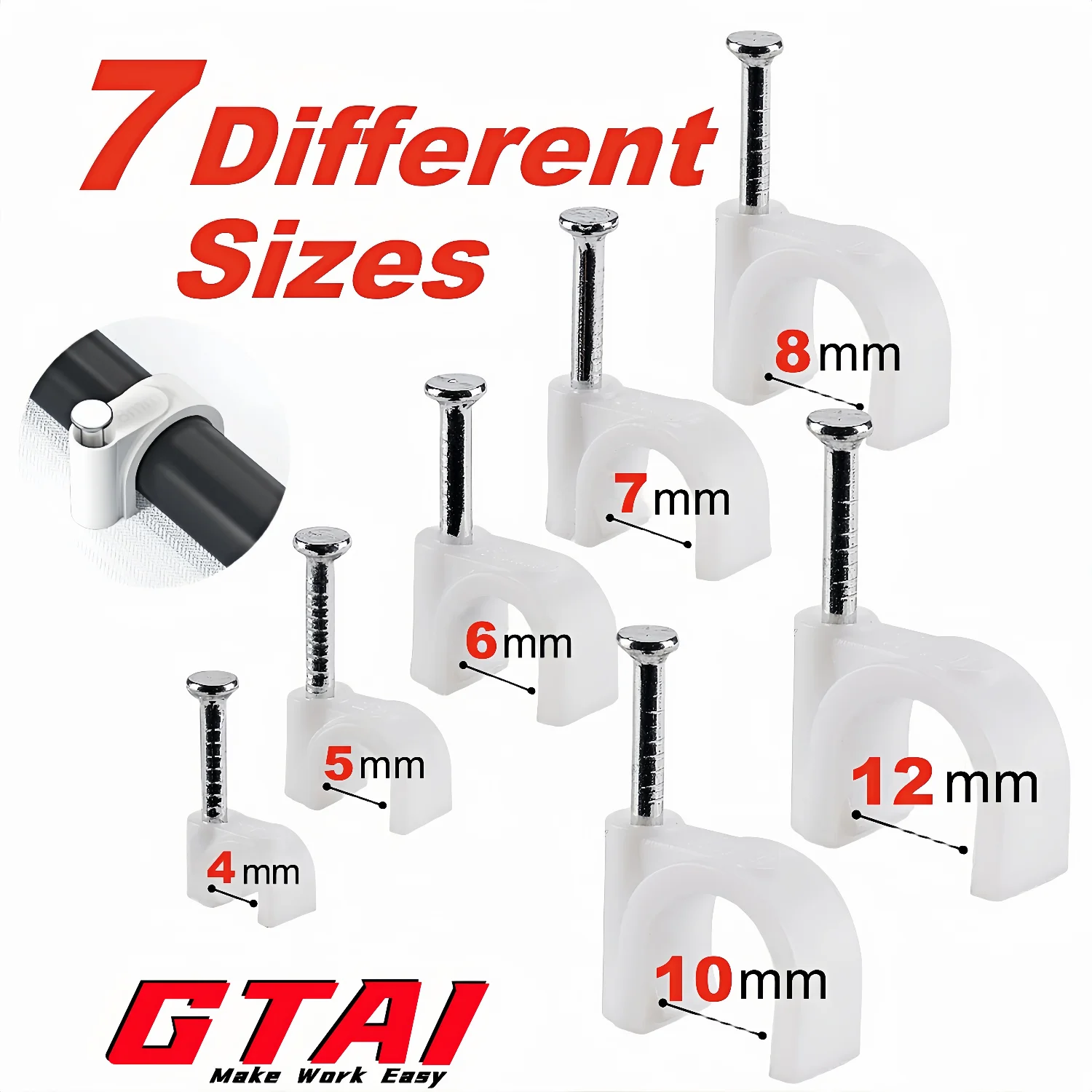 100 Pcs Cable Clamps Nail In Cable Clips, White Round Ethernet Cable Wall Clips Cable Tacks Coax Cable Clip Speaker Wire Clips