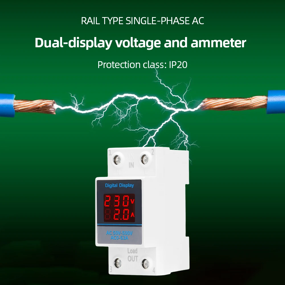 AC50-500V Volt Amp Gauge Meter DIN Rail Volt Test Monitor Tester di corrente di tensione monofase 220V per la misurazione della tensione corrente