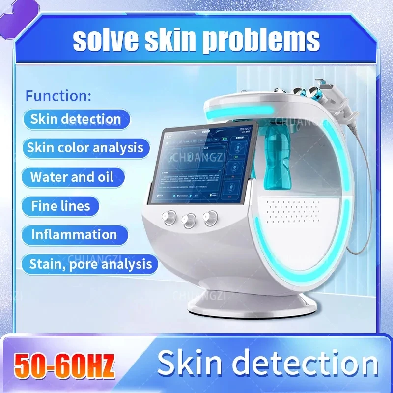 Ultrasonic Skin Care Blue Ice Machine Cryotherapy Microdermabrasion  Magic Mirror Skin Analyzer Oxygen Therapy Machine