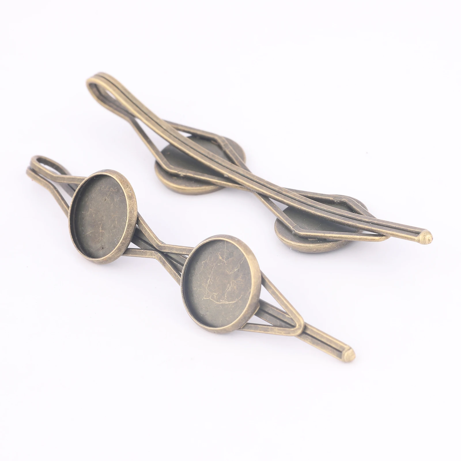10pcs Antique Bronze 12mm cabochon hair clip base setting blanks diy hairpin bezels for jewelry making supplies