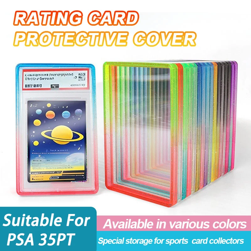 Glitter TPU Slab Bumper Guard Case Holder Protective Skin Display Sleeves with Clear Back For 35PT Graded Trading Card