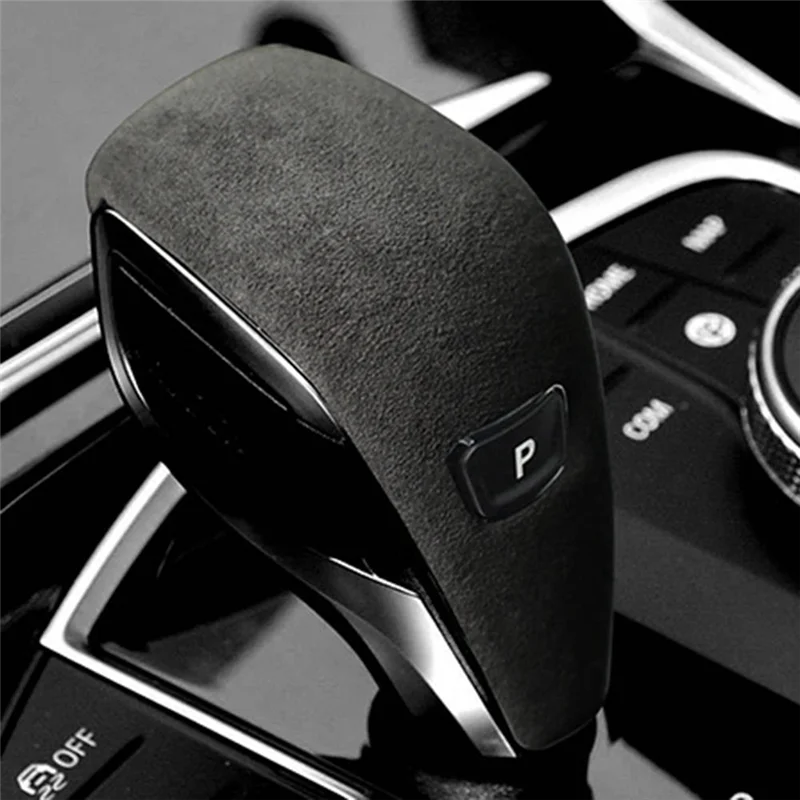 For BMW 3 Series 20-23 Suede Black Tumbled Leather Shifter Cover Protective Cover Case