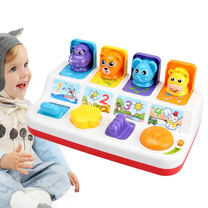 

Kids Press Button Toys Button Box Treasure Box 4 Cartoon Animal Toddler Learning Toys Animal Color Sorting Toys Toddler Toys