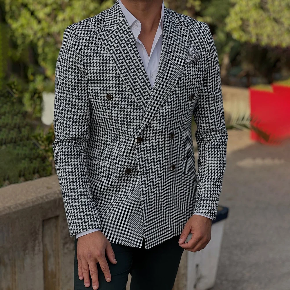 

Классические мужские костюмы, повседневная двубортная обтягивающая мужская одежда с лацканами, повседневная 2-компонентная куртка на заказ, брюки, полный комплект, блейзер