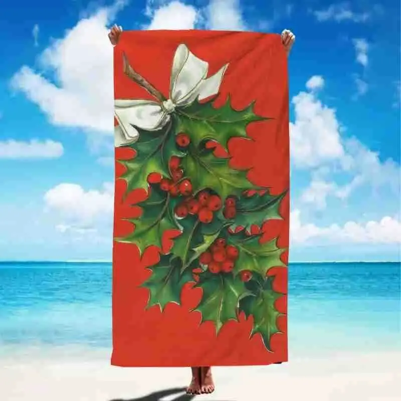 Christmas Wand Print Beach Towel, Christmas Series Absorbent Bath Towel, Quick Dry Lint-Free Towel, Xmas Gift for Home Travel Sw
