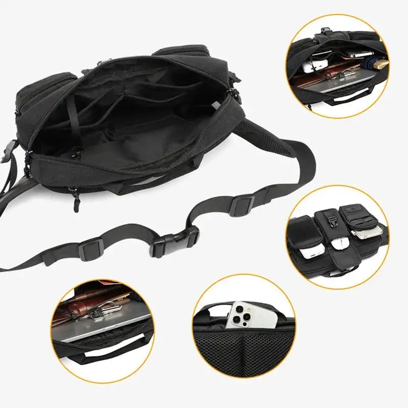 Multi‑Pocket Men Waist Fanny Bag Oxford Crossbody Utility Pouch With Stress Relief Keychain