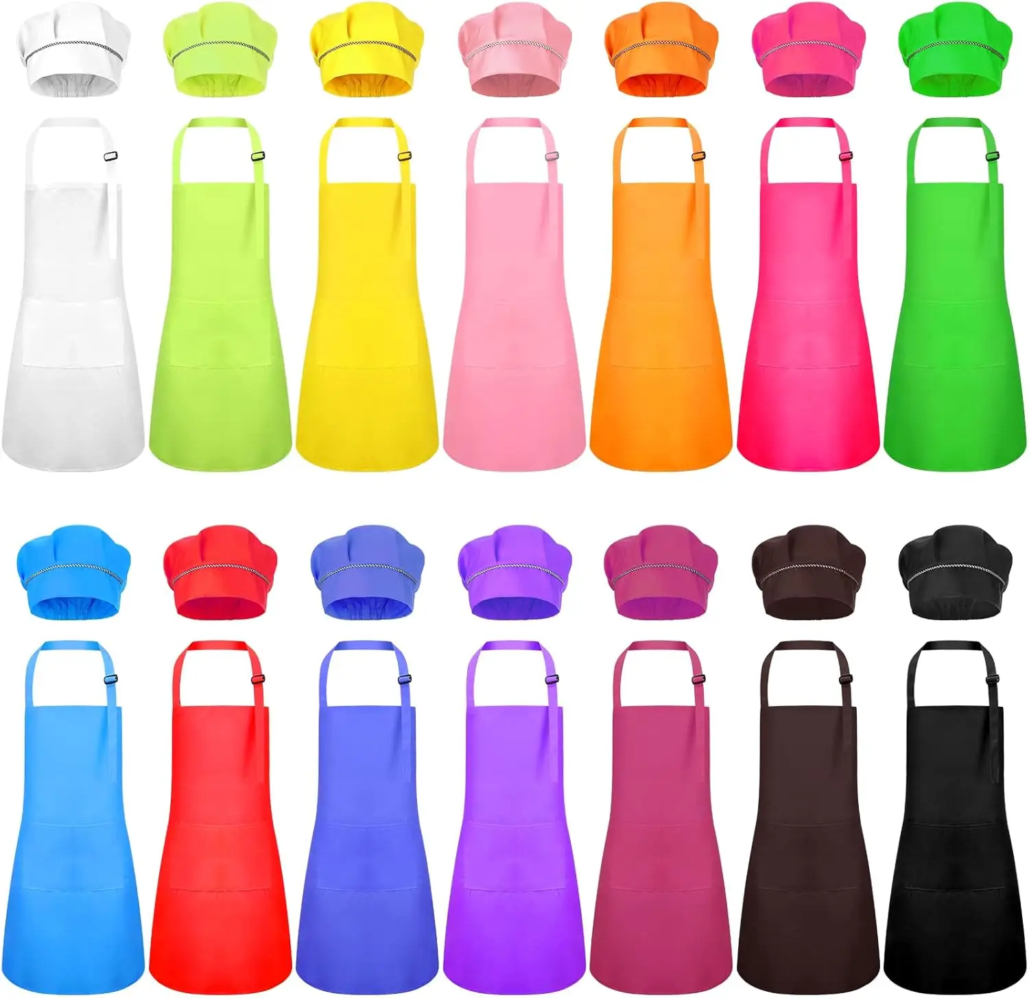 

Набор из 28 предметов: детский фартук и колпак шеф-повара, регулируемый нагрудник с карманами для готовки, выпечки, рисования и творчества