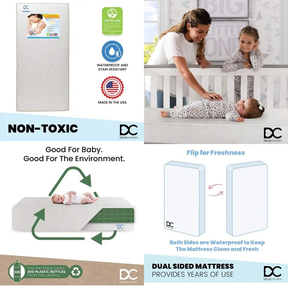 

6 Premium Dual-Sided Iber Core Crib & Toddler Mattress - Sustainable, Waterproof, GREENGUARD Gold, 7-Year USA Warranty