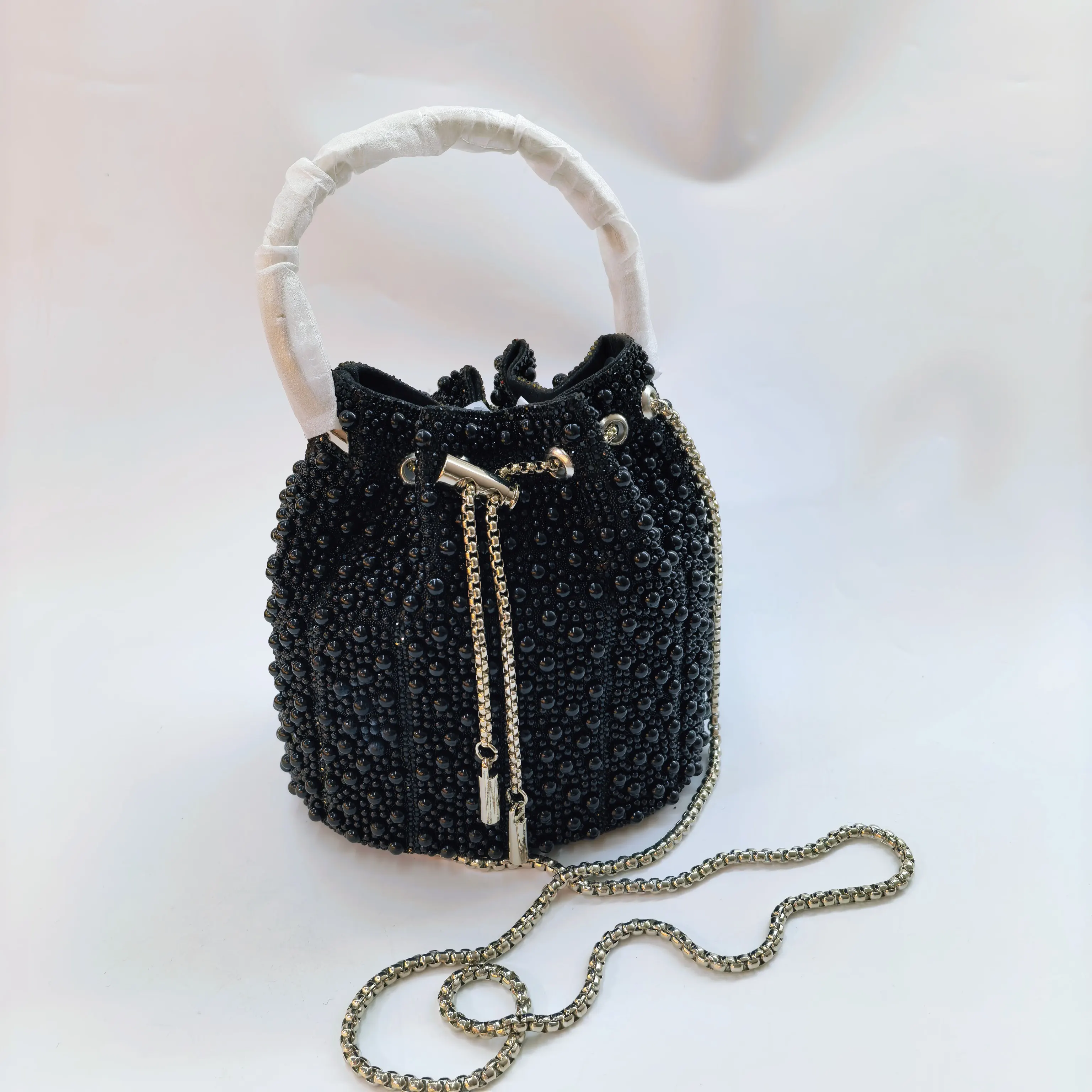 Lady Pearl Elegant Evening HandBag Fashionable Stylish Beading Wedding Dinner Party Clutch Bag with Long Chain F6-520-2